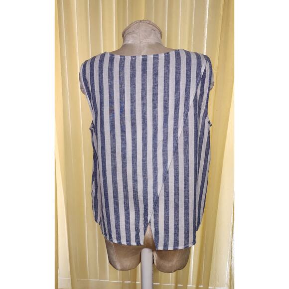 Beach Lunch Lounge Womens Linen Blend stripped‎ Top Size L - Picture 2 of 4
